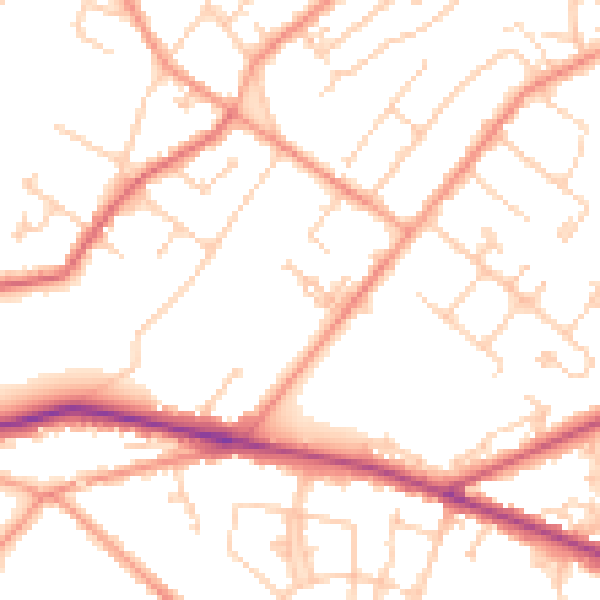 Daytime road noise heatmap for SO19 1FW