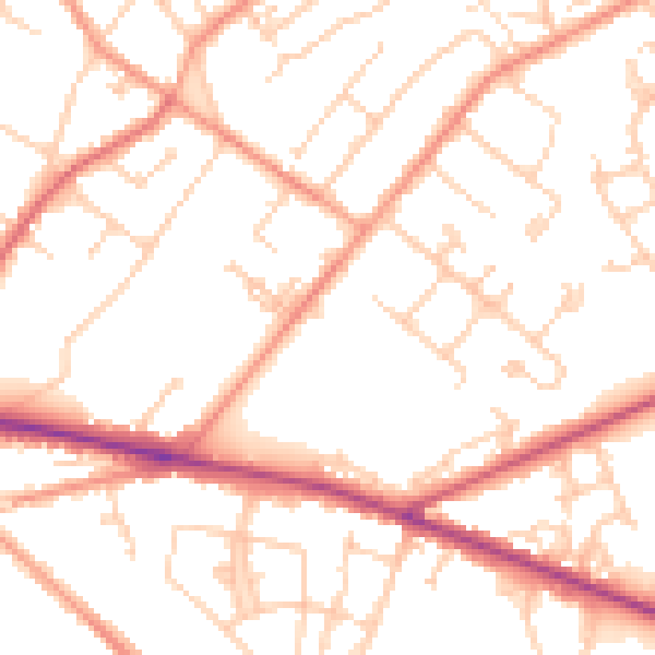 Daytime road noise heatmap for SO19 1RB