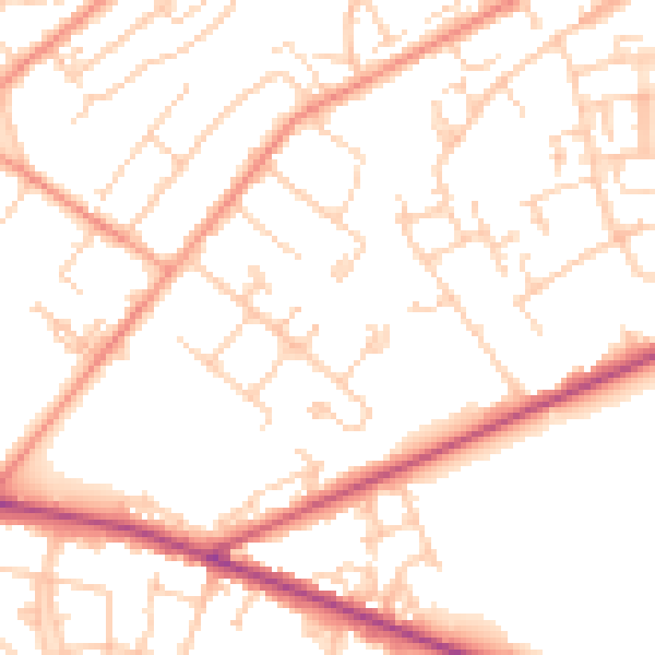 Daytime road noise heatmap for SO19 1SE