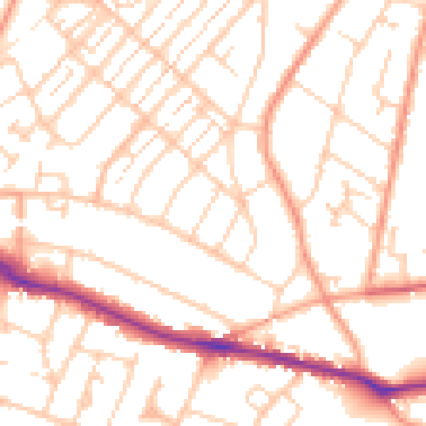Daytime road noise heatmap for SO19 2HX