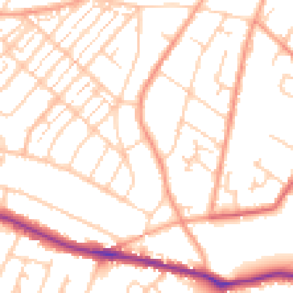 Daytime road noise heatmap for SO19 2NY