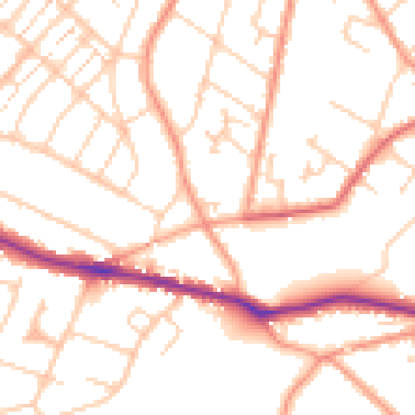 Daytime road noise heatmap for SO19 2PU