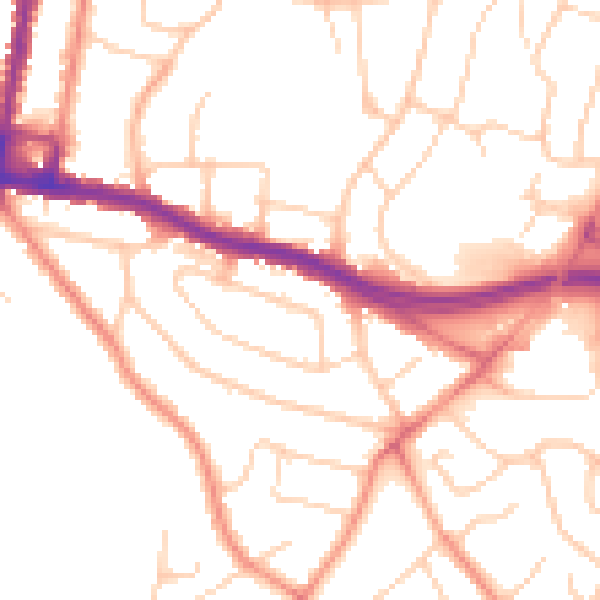 Daytime road noise heatmap for SO19 4BR