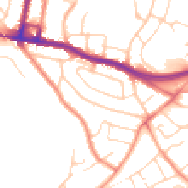 Daytime road noise heatmap for SO19 4BT