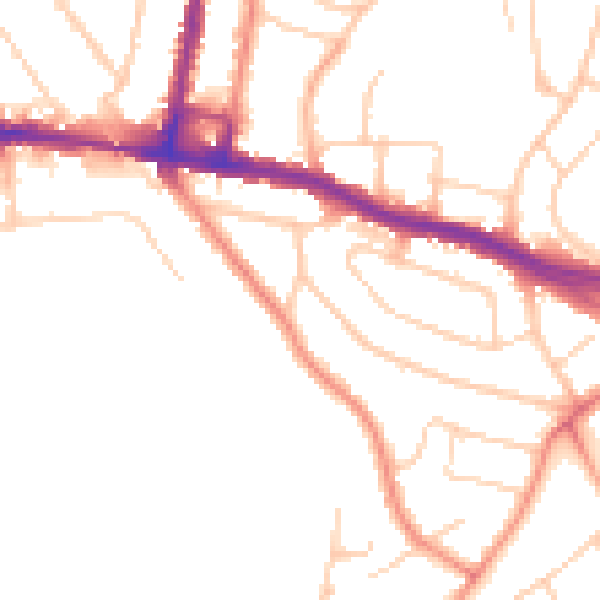 Daytime road noise heatmap for SO19 4BX