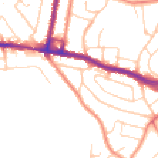 Daytime road noise heatmap for SO19 4BY