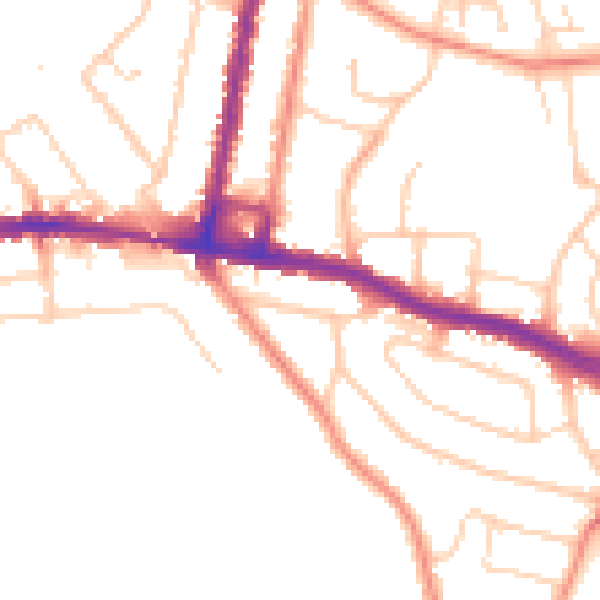 Daytime road noise heatmap for SO19 4DA