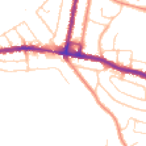 Daytime road noise heatmap for SO19 4DD
