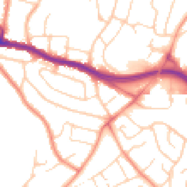 Daytime road noise heatmap for SO19 4DT