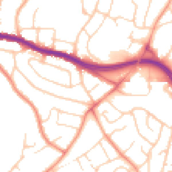 Daytime road noise heatmap for SO19 4DU