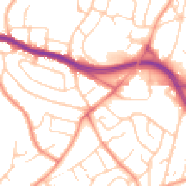 Daytime road noise heatmap for SO19 4DW