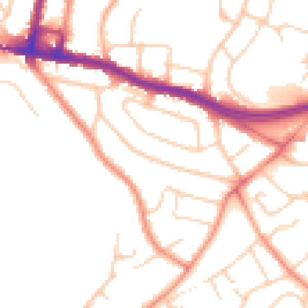 Daytime road noise heatmap for SO19 4DX
