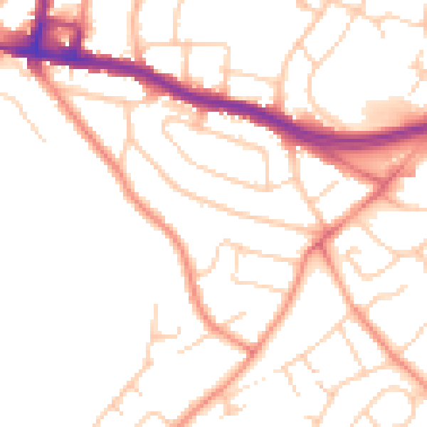 Daytime road noise heatmap for SO19 4DY