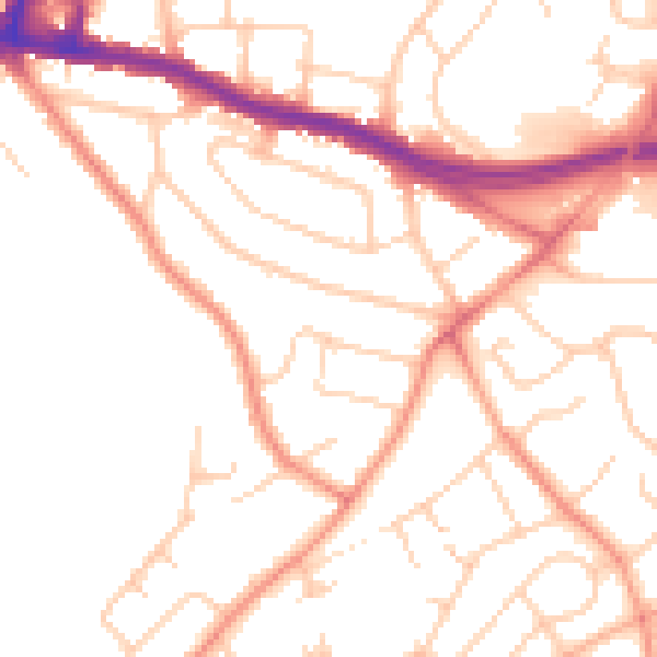 Daytime road noise heatmap for SO19 4EA