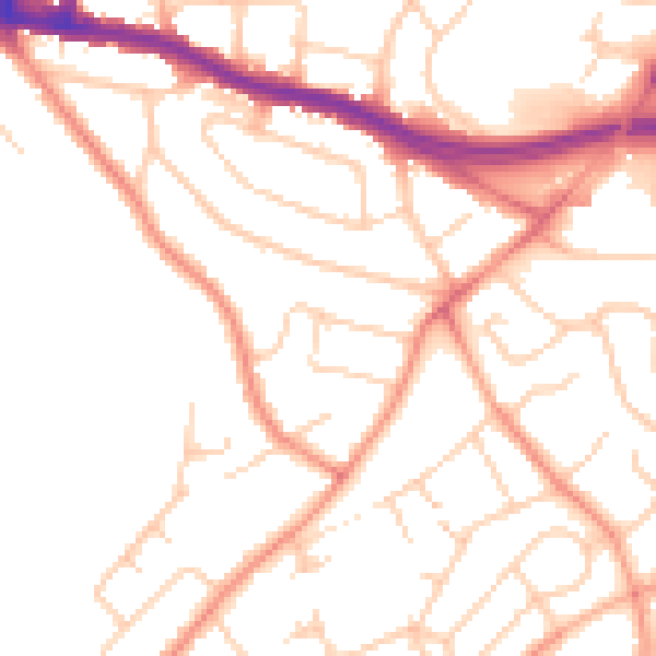 Daytime road noise heatmap for SO19 4EB