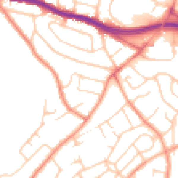 Daytime road noise heatmap for SO19 4ED