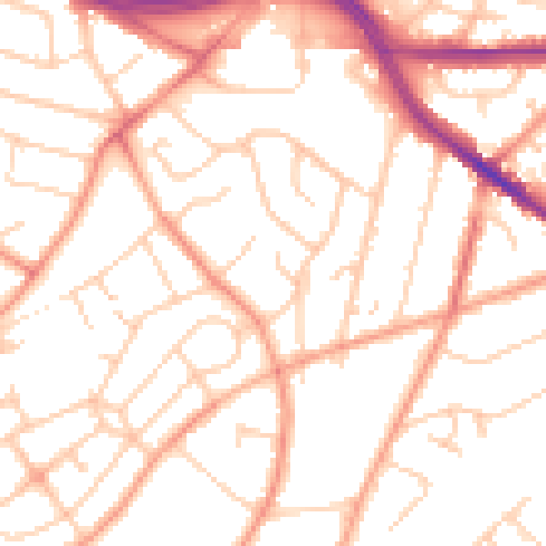 Daytime road noise heatmap for SO19 7BR