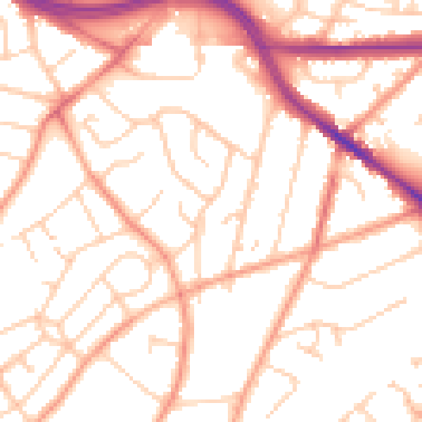 Daytime road noise heatmap for SO19 7BS