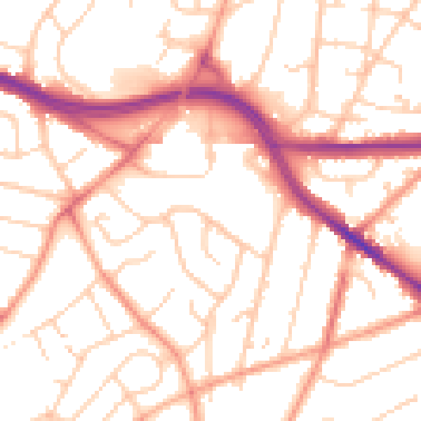 Daytime road noise heatmap for SO19 7BX