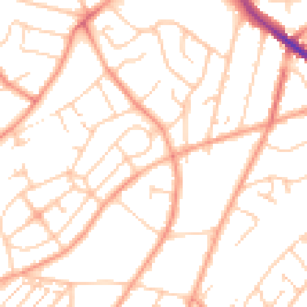Daytime road noise heatmap for SO19 7LE