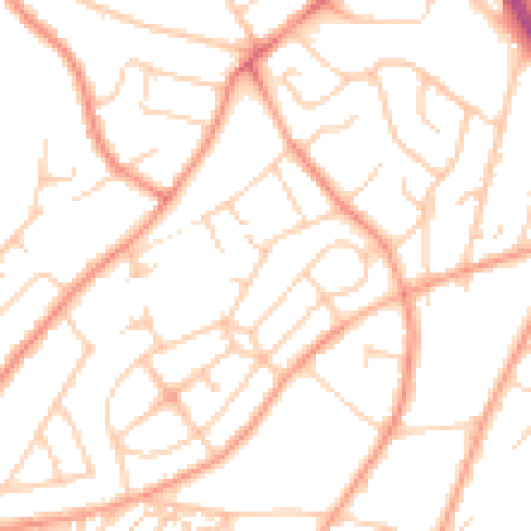 Daytime road noise heatmap for SO19 7LS