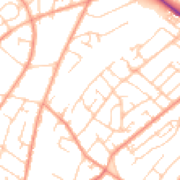 Daytime road noise heatmap for SO19 8AN