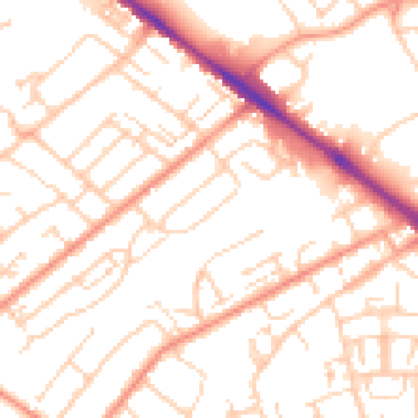 Daytime road noise heatmap for SO19 8GH