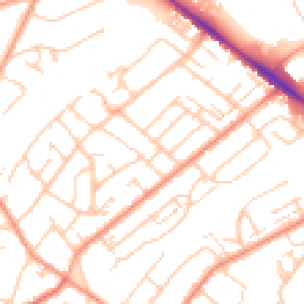 Daytime road noise heatmap for SO19 8GQ
