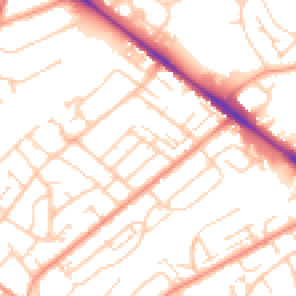 Daytime road noise heatmap for SO19 8GU
