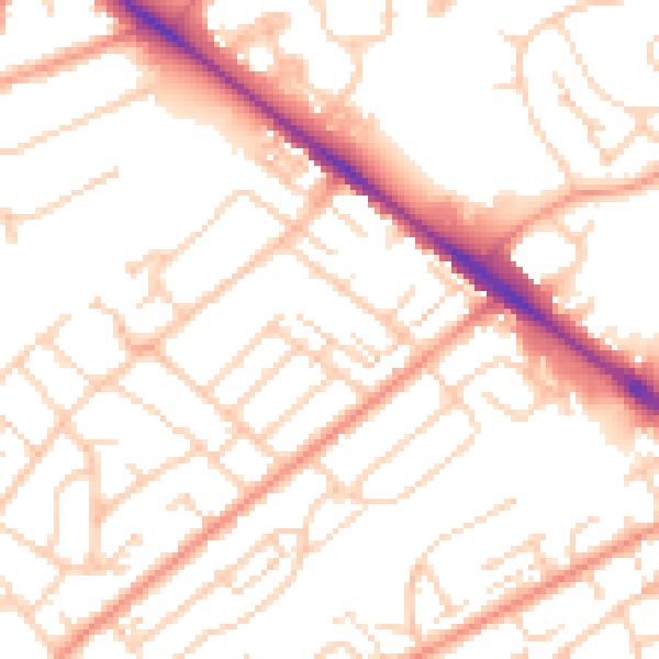 Daytime road noise heatmap for SO19 8GW
