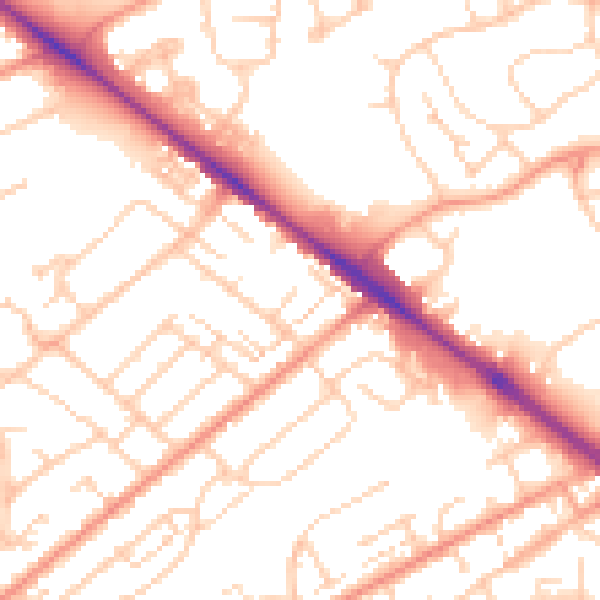 Daytime road noise heatmap for SO19 8HE