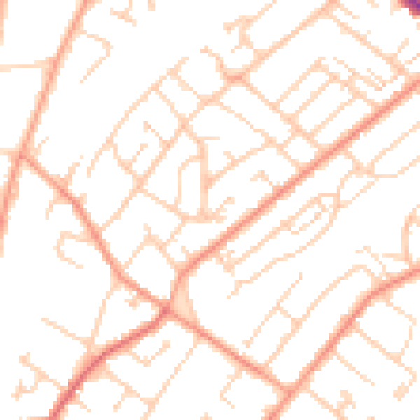 Daytime road noise heatmap for SO19 8JZ