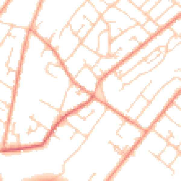 Daytime road noise heatmap for SO19 8LQ