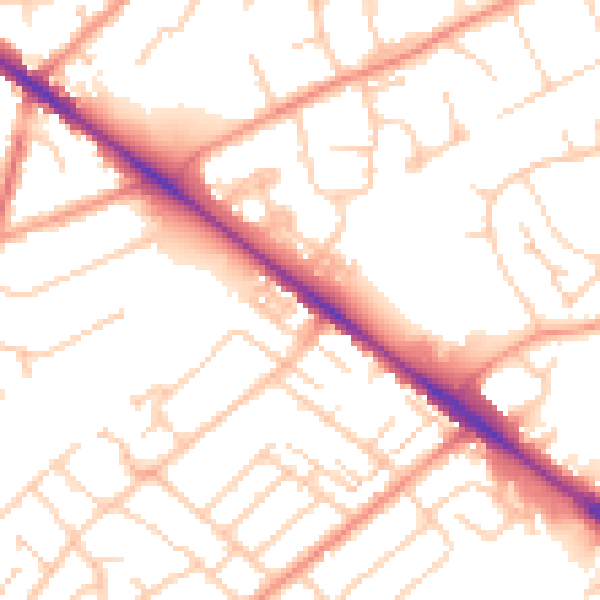 Daytime road noise heatmap for SO19 8NB