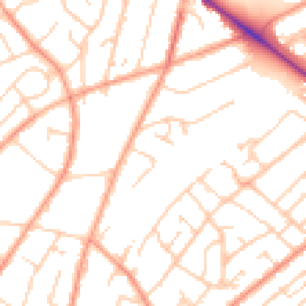 Daytime road noise heatmap for SO19 8PE