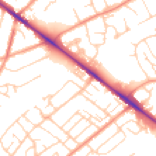 Daytime road noise heatmap for SO19 8QW