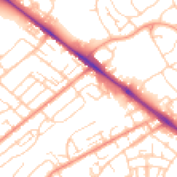 Daytime road noise heatmap for SO19 8RP