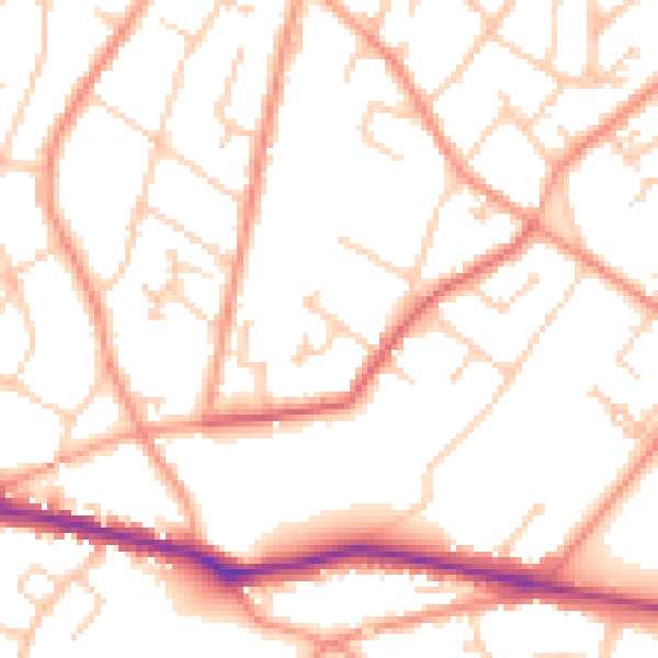 Daytime road noise heatmap for SO19 8SJ