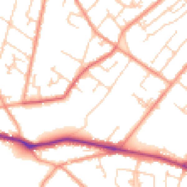 Daytime road noise heatmap for SO19 8TA