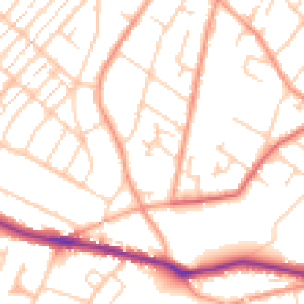 Daytime road noise heatmap for SO19 8TD