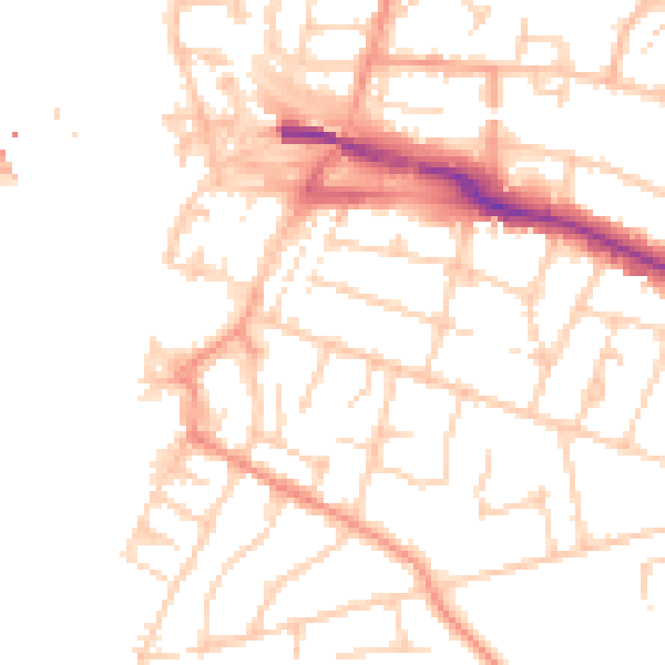 Daytime road noise heatmap for SO19 9BL