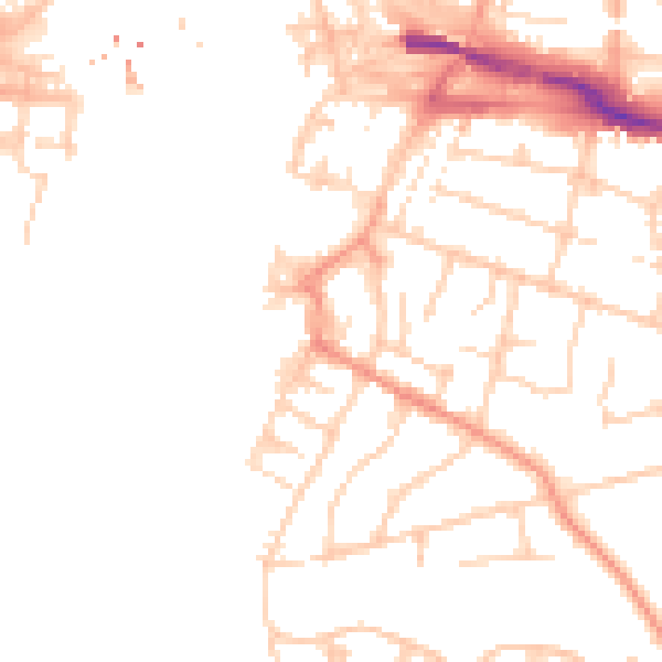 Daytime road noise heatmap for SO19 9TQ
