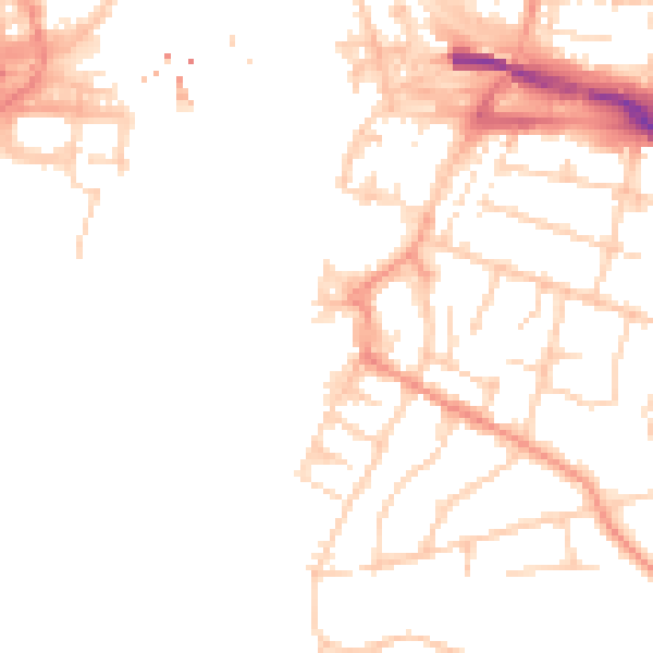 Daytime road noise heatmap for SO19 9UE