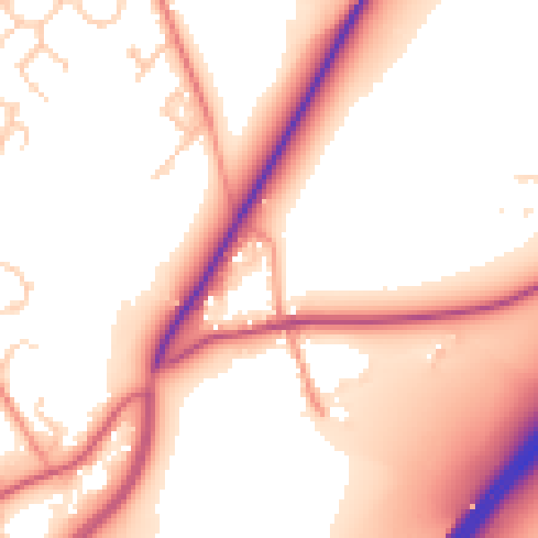 Daytime road noise heatmap for SO21 1DT
