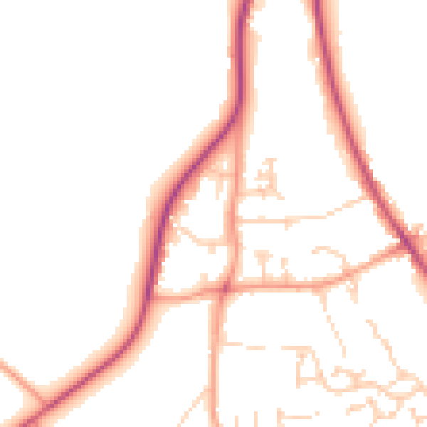 Daytime road noise heatmap for SO21 1SP