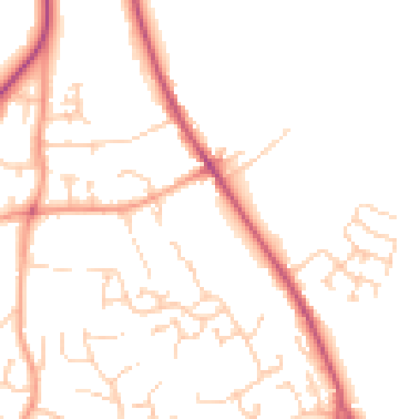 Daytime road noise heatmap for SO21 1TD