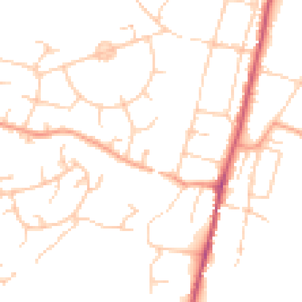 Daytime road noise heatmap for SO22 4AW