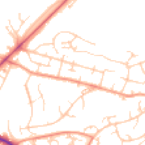 Daytime road noise heatmap for SO22 4DB