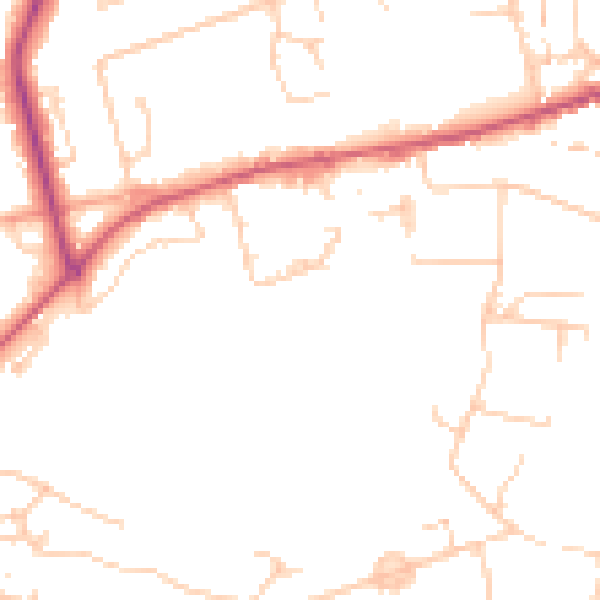 Daytime road noise heatmap for SO22 4DQ