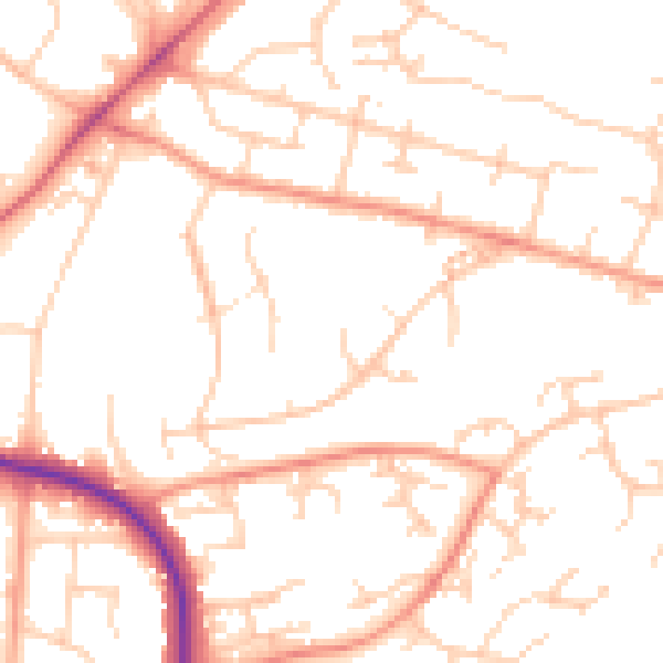 Daytime road noise heatmap for SO22 4EF